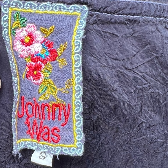 🌻Johnny Was Dark Indigo Periwinkle Bohemian Embroidered Knee Length Dress Small - Picture 9 of 10